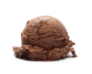 Chocolate ice cream ball isolated on white 