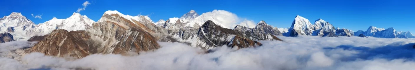 Keuken foto achterwand Cho Oyu Mount Everest, Lhotse, Makalu en Cho Oyu panorama
