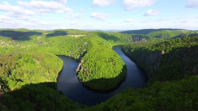 Beautiful view of Vltava river from Maj viewpoint. Location country of Czech Republic, Europe.