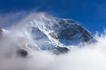 Crédence de cuisine en verre imprimé Makalu Mont Makalu avec nuages, Népal Himalaya