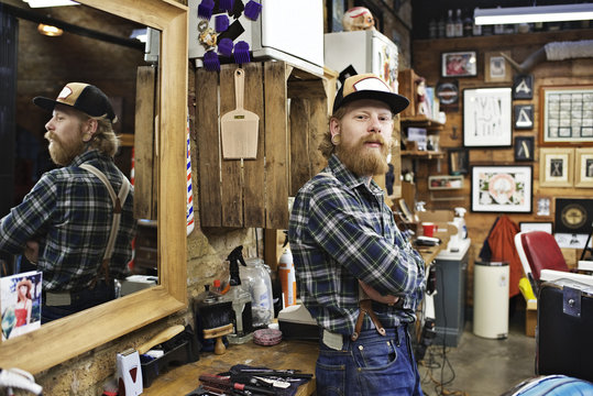 Portrait of barber in his shop
