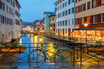 Fototapeta premium Annecy. Old city at night.