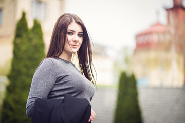 Fototapeta premium girl posing on street