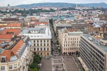 Fototapeta premium Budapest, Hungary - Aerial panoramic skyline of Budapest with Magical Sunset 