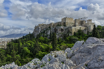 The Acropolis of Athens - Greece. An ancient citadel located on a rocky outcrop above the city...