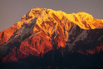 mount Annapurna, morning sunset view