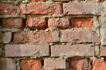 Texture of an old red brick wall