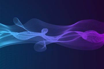 Colorful abstract waves vector backgroud. Digital frequency track equalizer. Horizontal waves dynamic illustration.