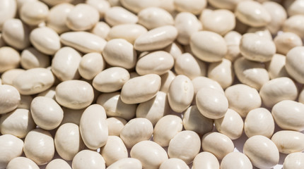 Beans of white beans. Preparation of healthy food from organic products