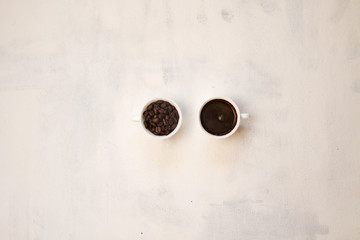 cup of coffee beans, ground coffee cup, a cup of coffee on a white background