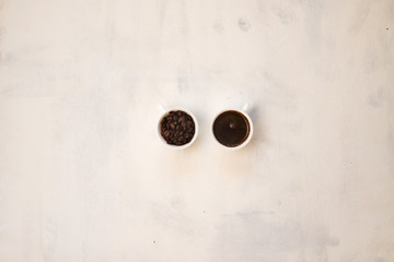 cup of coffee beans, ground coffee cup, a cup of coffee on a white background