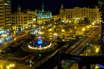 Fototapeta na wymiar Urban Valencia Nighttime Cityscape, Spain