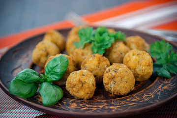 Traditional jewish and middle eastern dish. Falafel. Israeli cuisine concept.