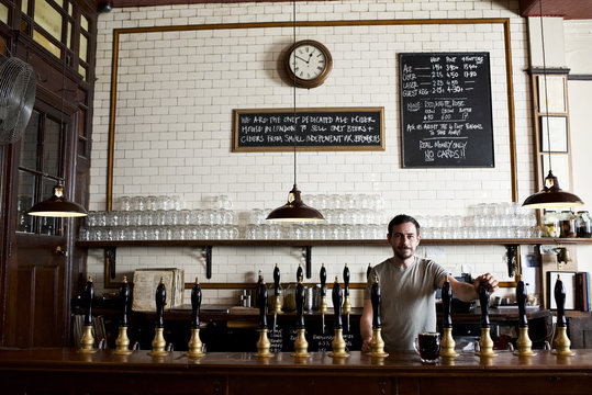 Portrait of bartender in brewery