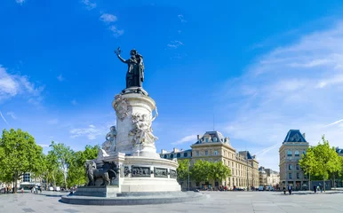 Printed roller blinds Historic monument Paris panorama of the monument to the Republic with the symbolic statue of Marianna, in Place de la Republique