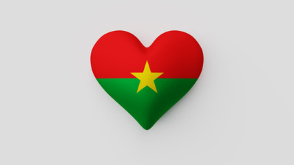 Corazón bandera Burkina Faso. 3D