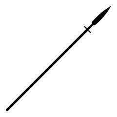 Simple, flat, black spear silhouette. Isolated on white
