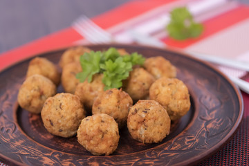 Traditional jewish and middle eastern dish. Falafel. Israeli cuisine concept.