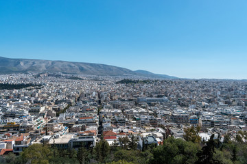 Aerial beautiful cityscape view of Athens. Greece.