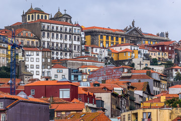 Fototapeta na wymiar View from Vila Nova de Gaia city on Porto city, Portugal