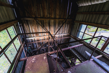 Obraz premium Interior of farm elevator in collective farm near Zymovyshche ghost village in Chernobyl Exclusion Zone, Ukraine