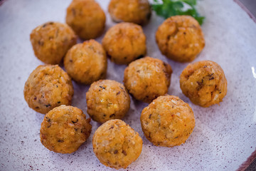 Traditional jewish and middle eastern dish. Falafel. Israeli cuisine concept.