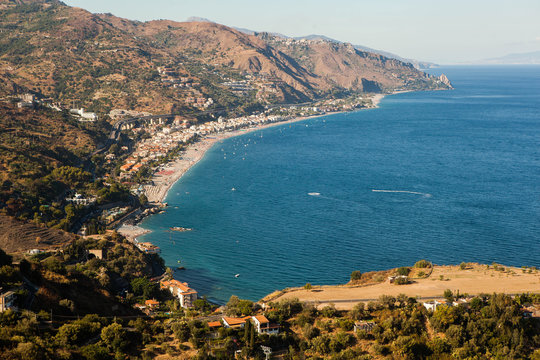 The coast line of Letojanni, Sicily