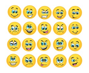 Fototapeta premium vector emoticons emoji set. cartoon face expressions