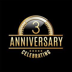 3 Years Anniversary emblem. Anniversary badge.  