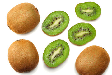Fototapeta premium Slices kiwi fruit isolated on white background top view