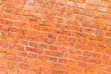 old not flat red brick masonry