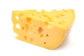 piece of cheese isolated on white background