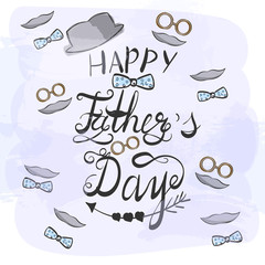 Father's Day Card with  lettering.  vector illustration