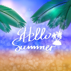 Fototapeta na wymiar Summer background with inscription hello summer. Vector illustration