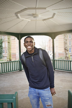 Portrait of a young black male smiling