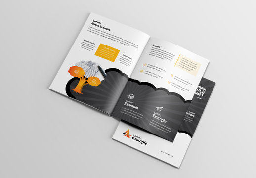 Brochure Layout with Tree Illustration