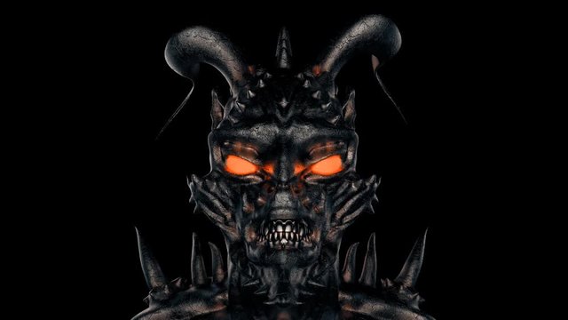 The Shaking Devil Head VJ Loop is a motion graphics clip featuring horned demon head shaking towards the viewer. The devil head features are a mix of goat and wolf features. This video is perfect 