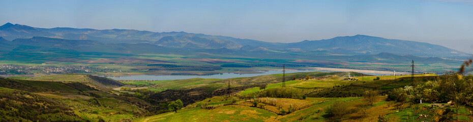 Fototapeta na wymiar Panoramic view of Aghstev reservoir, on Armenian-Azerbaijan state border
