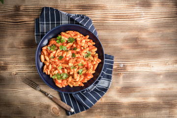 Cavatelli pasta with fresh tomato sauce.