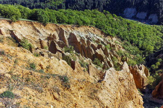 Landscape of rock formation Stob pyramids, Rila Mountain, Kyustendil region, Bulgaria