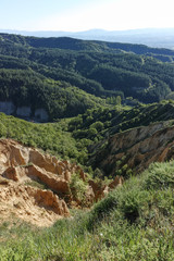 Fototapeta premium Landscape of rock formation Stob pyramids, Rila Mountain, Kyustendil region, Bulgaria