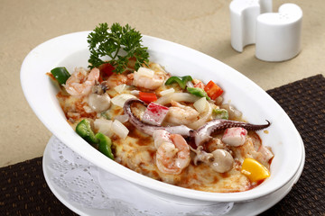 baked seafood risotto