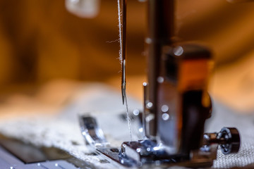 Close-up photo of the sewing machine needle