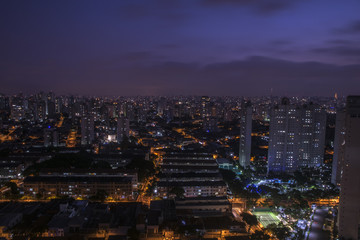 Fototapeta na wymiar Panorama Light effect of a big city during the night.