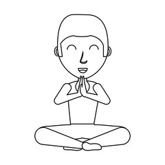 cartoon yogi man doing yoga over white background, vector illustration