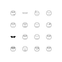 Emoticons simple linear icons set. Outlined vector icons