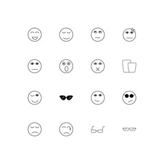 Emoticons simple linear icons set. Outlined vector icons