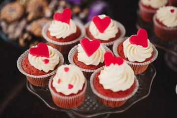 Sweet cupcakes for wedding candy bar, delicious and beautiful