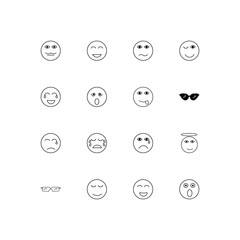 Emoticons simple linear icons set. Outlined vector icons