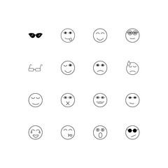 Emoticons simple linear icons set. Outlined vector icons